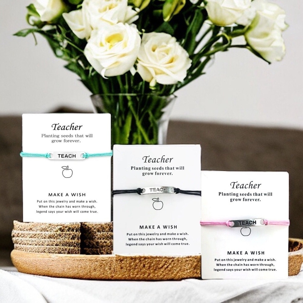 Teacher Appreciation Wish Bracelet - Choose Your Color, NWT Educator Gift